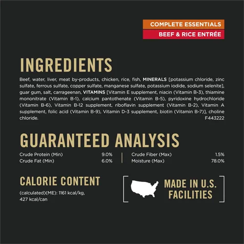 Vista 6 de Purina Pro Plan Complete Essentials Comida húmeda para perros, plato principal de pollo y arroz y carne de res y arroz, paquete variado