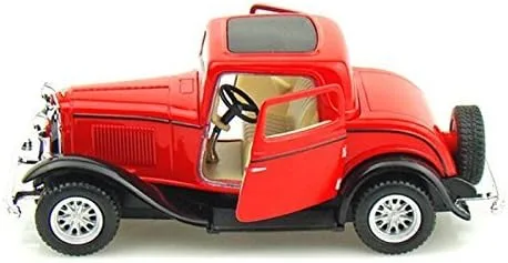Vista 3 de KiNSMART 1932 Ford 3-Window Coupé Escala 1:34 5 "Die Cast Metal Modelo Toy Classic Car (Rojo)