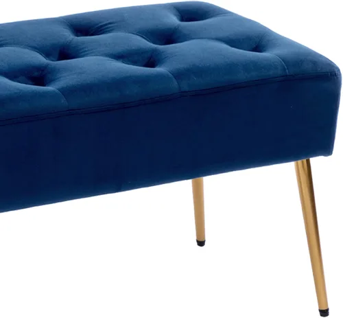 Vista 94 de DUHOME Banco otomano moderno de terciopelo, tapizado con botones, banco de pie de cama con base dorada para entrada, sala de estar, comedor