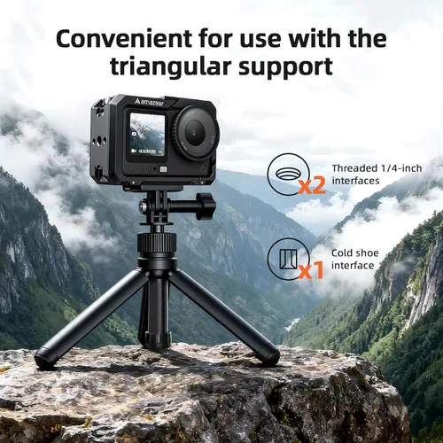 Vista 5 de AMAZEAR Funda protectora de metal para accesorios DJI Osmo Action 6, jaula multifunción Action6 Pro, carcasa de aluminio más fuerte con tapas