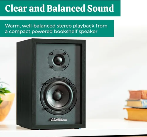 Vista 2 de Electrohome Berkeley - Altavoces estéreo 2.0 con amplificador integrado y controladores de 3 pulgadas para tocadiscos, TV, PC y transmisión