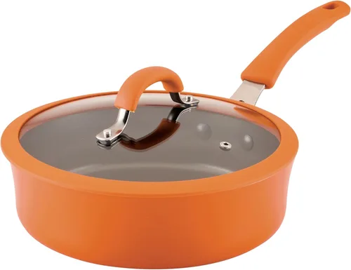 Vista 12 de Rachael Ray Cook + Create Sartén Sauté Antiadherente con Tapa, 3 Cuartos, Azul Agave