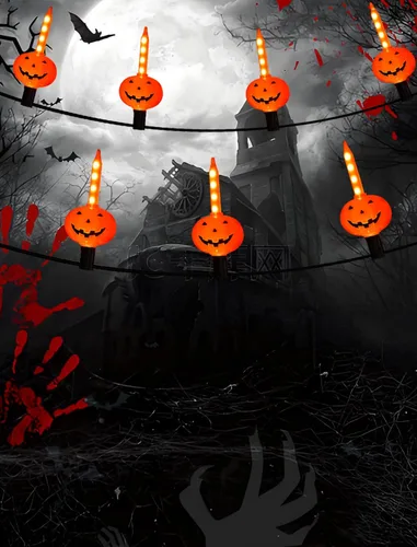 Vista 6 de Candelabro de Halloween, decoración gótica enchufable con 3 luces LED parpadeantes, candelabro de calavera iluminado para tema de mansión encantada