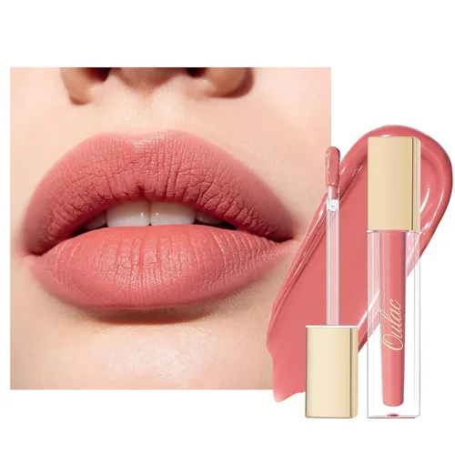Vista 10 de Oulac Lápiz labial rosa intenso mate para mujer, lápiz labial rosa de larga duración, pintalabios líquidos sin transferencia, color de labios de M06