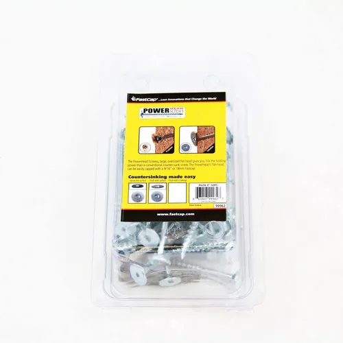 FastCap PowerHead - Tornillos para madera con cabeza plana, punta autorroscante, 3 pulgadas de longitud, unidad cuadrada #2, acabado de zinc,