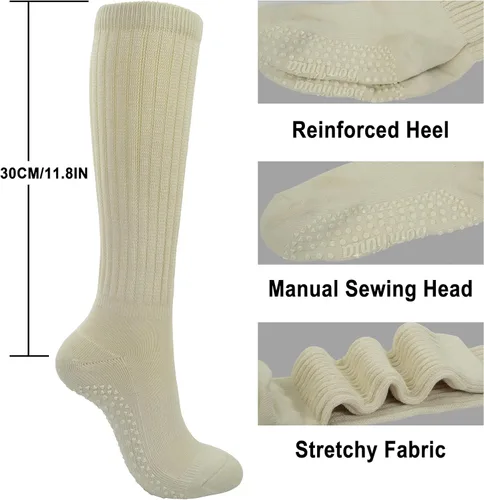 Vista 3 de BomKinta - Calcetines de pilates con agarre para mujer - Calcetiñ de yoga con agarradera holgada y arrugada - Calcetines de zapatilla para ejercicio