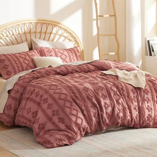 Vista 36 de Bedsure Funda de edredón bohemia para niños tamaño Queen (relleno de edredón/edredón no incluido) - Funda de edredón copetuda Queen para todas