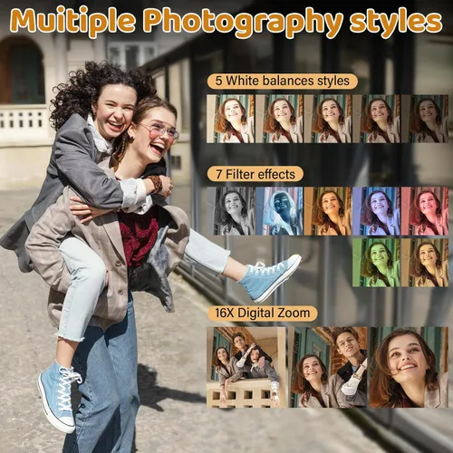 Vista 7 de Cámara digital 5K, cámaras WiFi para fotografía, cámaras de vlogging UHD de 75 MP para YouTube, cámara de video de enfoque automático con pantalla