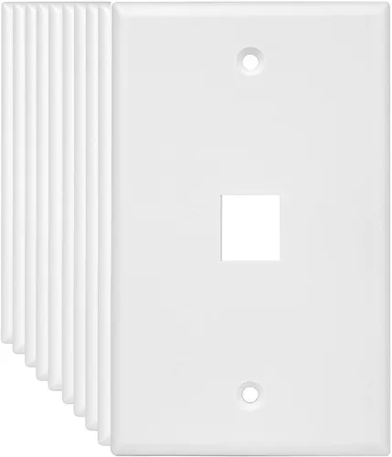 Vista 12 de ENERLITES Placa Keystone RJ45 de 1 puerto compatible con Cat7 Cat6 Cat5, para módulos multimedia de voz, datos y audio/video, 1 banda 4.50 x 2.76