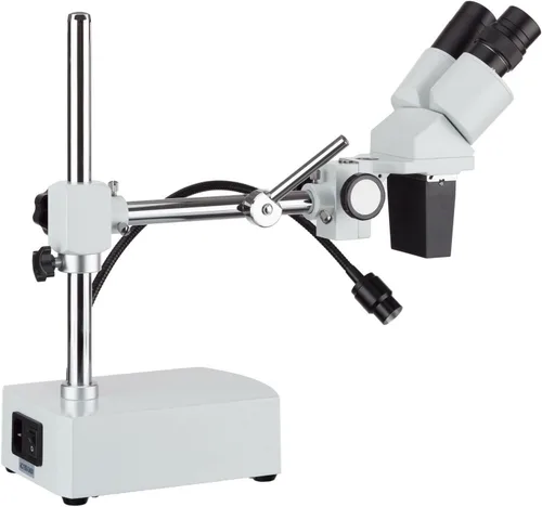 Vista 2 de Microscopio estereoscópico binocular profesional SE400-Z de AmScope, oculares WF10x y WF20x, aumento de 10x y 20x, objetivo de 1x, iluminación LED