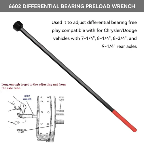 Vista 2 de Bentolin 6602 Llave de precarga de cojinete diferencial compatible con vehículos Chrysler/Dodge con ejes traseros 7-1/4, 8-3/4 y 9-1/4