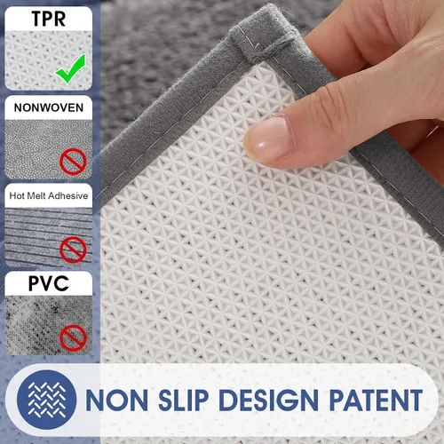 Vista 7 de Tapetes de baño, felpa ultra suave, de microfibra esponjosa, absorbente, parte trasera antideslizante, lavable a máquina, tapetes para suelo de Azul