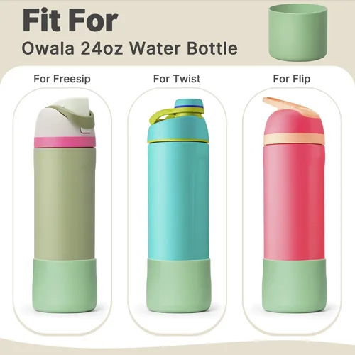 Vista 3 de Funda protectora antideslizante de silicona Lpaacat para botella de agua Owala de 24 oz, cubierta inferior para botella de acero inoxidable Owala