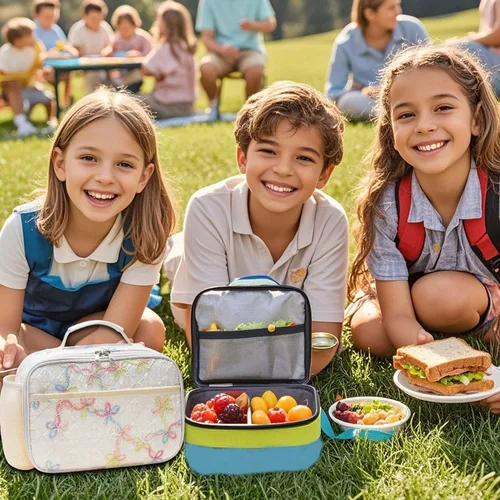 Vista 7 de RHCPFOVR Lonchera para niños – Lonchera aislada para niños y niñas, bolsa de almuerzo lavable y lonchera reutilizable a prueba de fugas