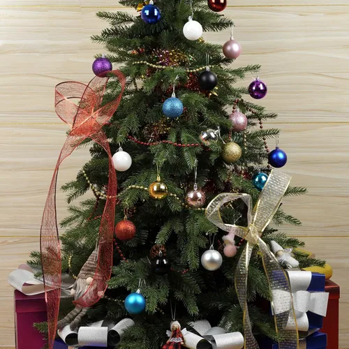 Vista 2 de Emopeak 24 bolas decorativas para árbol de Navidad, 4 estilos inastillables, decoración de árbol de Navidad, esferas colgantes para decoración