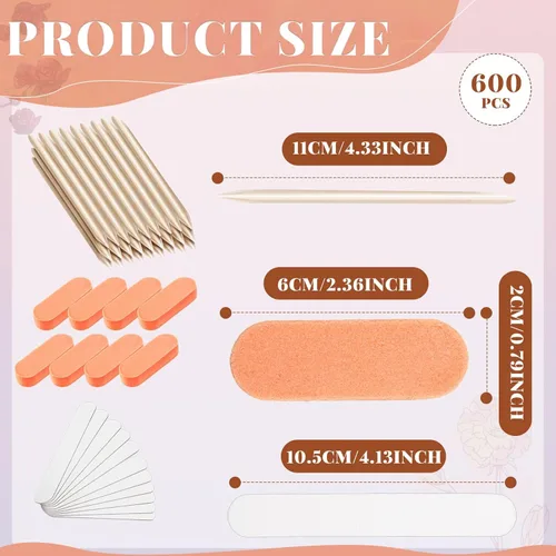 Vista 2 de Loopeer Juego de 600 piezas de manicura desechable profesional, kit básico de 3 piezas, lima de uñas de grano 100180, mini búfer de grano 100180