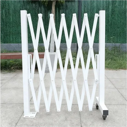 Vista 8 de Portable Expandable Metal Safe with Wheels - Durable Traffic Barrier for Industrial & School Use - Easy Install Control Solution, Amarillo