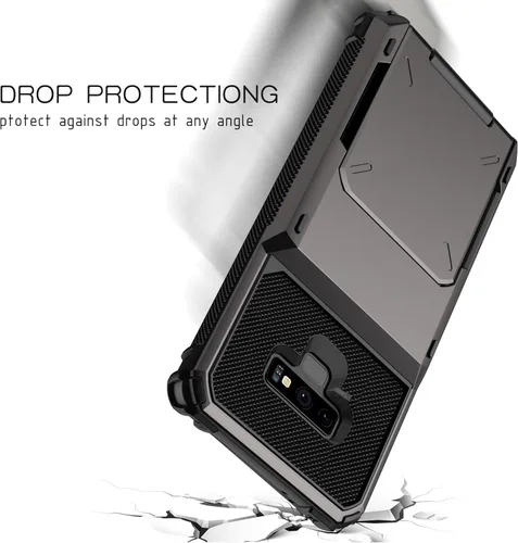 Vista 6 de Asuwish Funda de teléfono para Samsung Galaxy Note 9 con protector de pantalla de vidrio templado y ranura para tarjeta de crédito, funda protectora