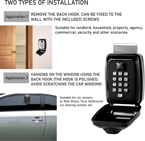 Vista 6 de Caja de bloqueo de llaves de coche SL-591 de actualización, caja de bloqueo de llaves de ventana de coche para Turo, caja de bloqueo de botón