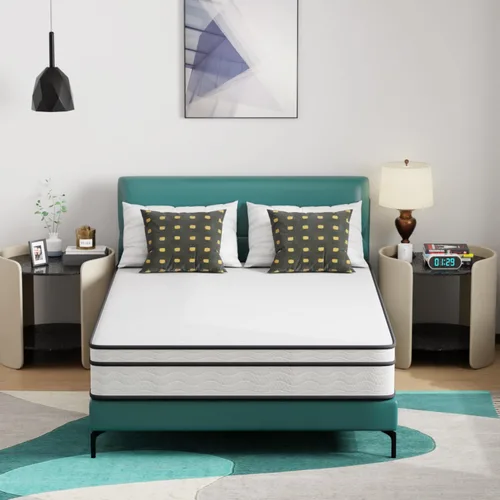 Vista 12 de PayLessHere Colchón individual de 6 pulgadas Colchón híbrido de firmeza media Blanco con espuma de alta densidad y funda transpirable Diseño