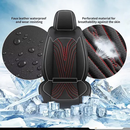 Vista 3 de Fundas de asiento para automóvil para Chevrolet Cruze 2019-2011: fundas de asiento delantero de piel sintética, impermeables, transpirables, fundas