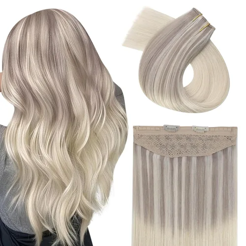 Vista 75 de Easyouth - Extensiones de cabello humano estilo halo con alambre