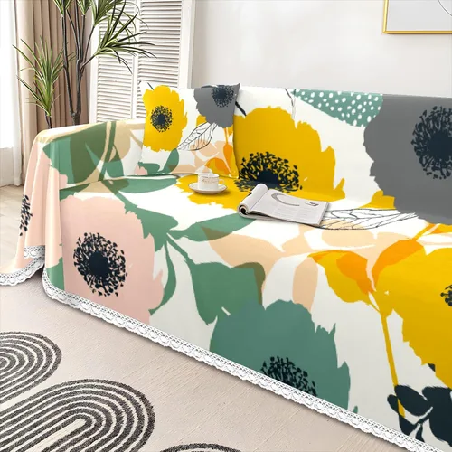Vista 4 de Funda de sofá con estampado floral, fundas de sofá para sillón, funda resistente a las manchas, protector universal de muebles