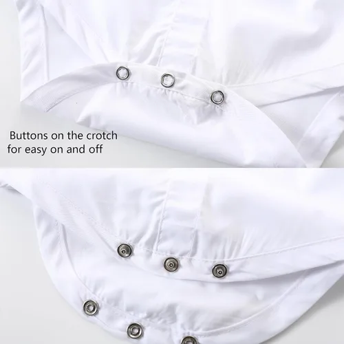 Vista 3 de Kimocat Conjunto de trajes de caballero para bebé, camisa corta de verano, corbatín + pantalones con babero, conjunto de ropa