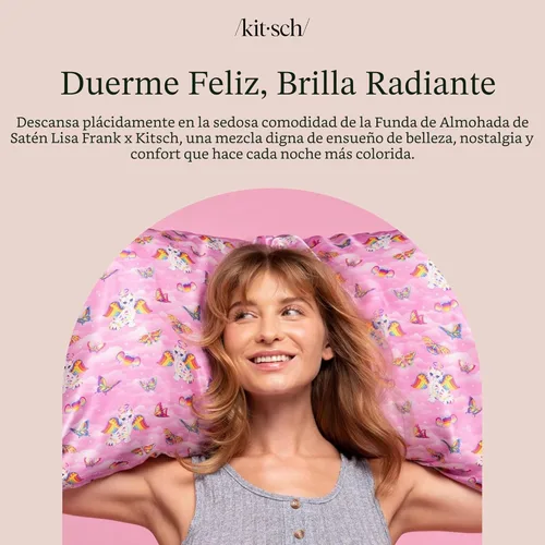 Vista 8 de Lisa Frank x Kitsch - Funda de almohada de satén con cremallera para cabello y piel, más suave que las fundas de almohada de seda, funda de almohada