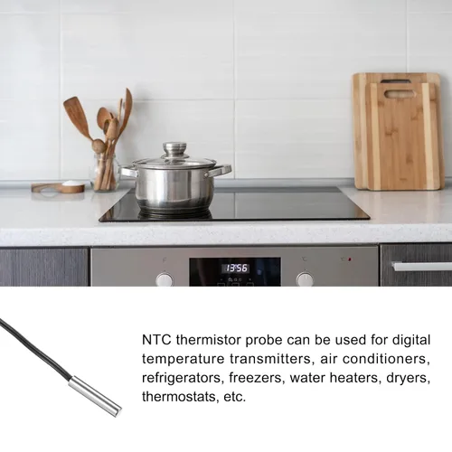 Vista 3 de Sonda de termistor NTC 5K de 6.6 pies de acero inoxidable impermeable con sensor de temperatura, [para transmisor digital de temperatura]