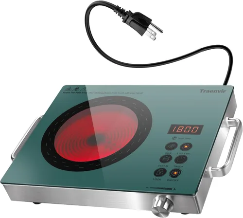 Vista 12 de Estufa eléctrica de 2 quemadores, estufa eléctrica de dos quemadores de 24 pulgadas, encimera de 2000 W y placa de cerámica integrada