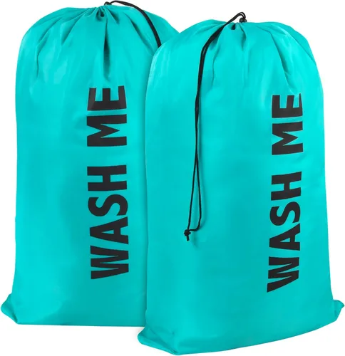 Vista 10 de Bolsas de lavandería lavables con cordón, paquete de 2 unidades, extra grandes, resistentes, para dormitorio universitario, ropa sucia, bolsa