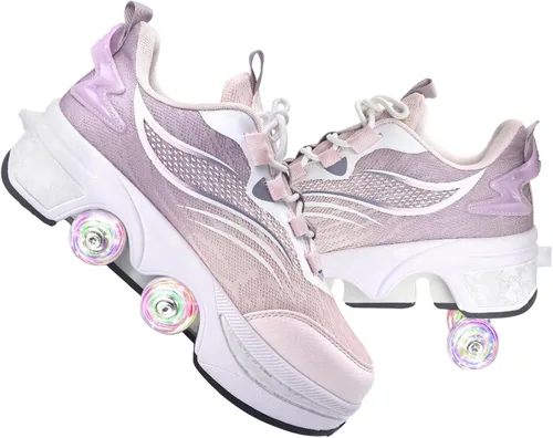 Vista 19 de Rueda de deformación de doble hilera Zapatos para caminar automáticos Deformación invisible Patín de ruedas 2 en 1 Patines de polea extraíble