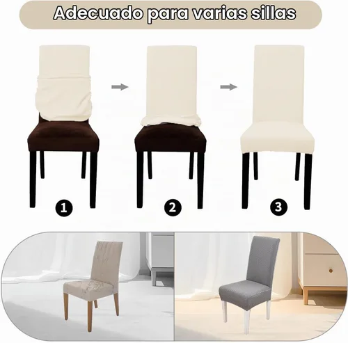 Vista 5 de Parsons - Funda para silla de comedor, funda desmontable para silla de sofá, funda retráctil (2, albaricoque)