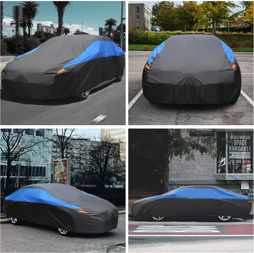 Vista 3 de Funda impermeable para todo tipo de clima, cubierta exterior completa para automóvil, resistente al viento, protección UV, nieve, granizo, polvo