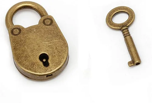 Vista 3 de 3 unids Mini bronce antiguo candado pequeño metal candado estilo Archaize cerradura Mini cerradura con llave
