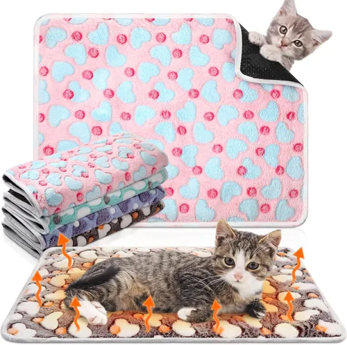Vista 8 de Paquete de 4 camas autocalentables para gatos, almohadilla autocalentable con funda extraíble, almohadilla térmica extra cálida para mascotas