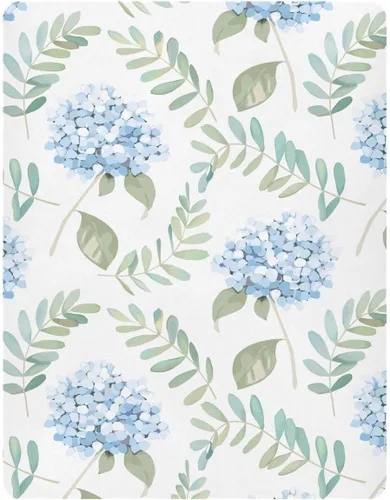 Vista 8 de Sábanas bajeras ajustables para cuna, hortensias florales azules con hojas, sábanas elásticas portátiles para bebé niño, colchón de mini cuna