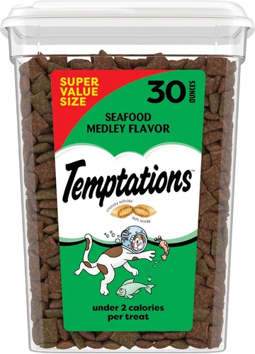 Vista 18 de Temptations Classic Crunchy and Soft Cat Treats, Seafood Medley Flavor, bolsa de 3 onzas (paquete de 12)