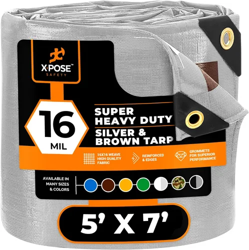 Vista 17 de Xpose Safety - Lona protectora de polietileno de 4 x 20 pies, 16 mil o 0.4mm de grosor, resistente y reforzada para evitar desgarros, resistente a