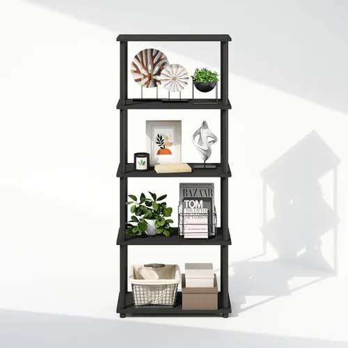 Vista 5 de Furinno Turn-N-Tube - Estantería de libros, estantería de 5 niveles, librero con estante de exhibición compacto multiuso, 11.6 x 23.6 x 57.4