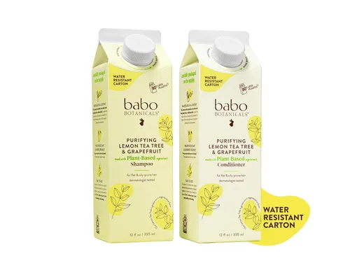 Vista 11 de Babo Botanicals Purifying Lemon Tea Tree & Grapefruit Shampoo + Bundle with Conditioner – For Flat, Oily Prone Hair – Add body & shine - Passion