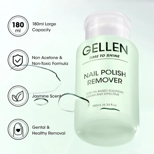 Vista 2 de Gellen Removedor de esmalte de uñas, eliminación de esmalte de uñas sin acetona para esmaltes de uñas regulares, removedor de esmalte de uñas