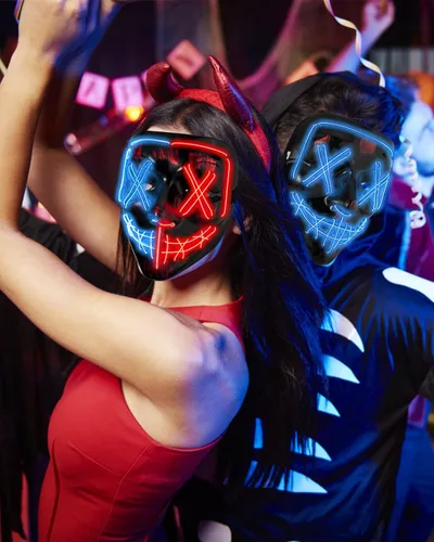 Vista 3 de Pegason LED Halloween Mask Light Up Mask Costume Mask for Masquerade Festival Parties El Wire Cosplay Glowing Scary Mask
