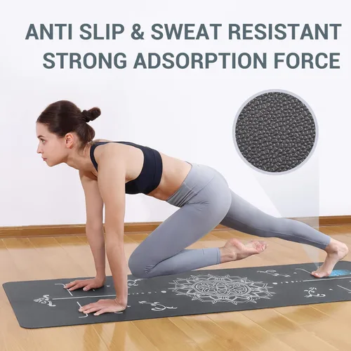 Vista 6 de Avoalre Esterilla de yoga plegable - Esterilla de ejercicio antideslizante con textura - Esterilla de yoga caliente para viajes, ligera, con bolsa