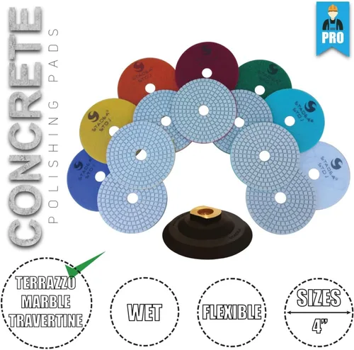 Vista 3 de Stadea SWP113K - Kit de molinillo de hormigón húmedo con almohadillas de pulido de concreto - Pulidor húmedo de velocidad variable para pulido