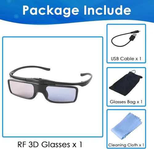 Vista 7 de Lentes RF 3D, obturador activo RF 3D, gafas recargables adecuadas para proyectores de TV RF 3D, gafas RF 3D para Sony Epson Toshiba Sharp