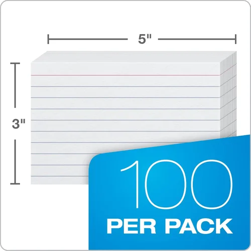 Vista 4 de Oxford 63500 Tarjetas de índice rayadas, de gran peso, 3 x 7.6 cm, blancas, 100 por paquete