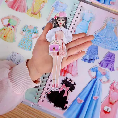 Vista 3 de Muñeca de Papel Magnética de Princesa para Vestir Juguetes de Juego de Simulación Rompecabezas de Ropa de Personas Magnéticas Juego para Niñas de 3+