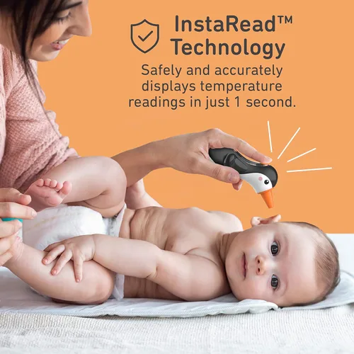 Vista 2 de Pure Enrichment® PureBaby® - Termómetro de oído de pingüino - Tecnología InstaRead™, pantalla LCD retroiluminada, 10 ajustes de memoria, lecturas